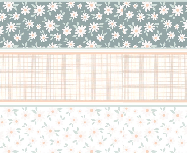 Floral Neutral Boho Daisy & Floral Bulletin Board Borders. Colorful ...