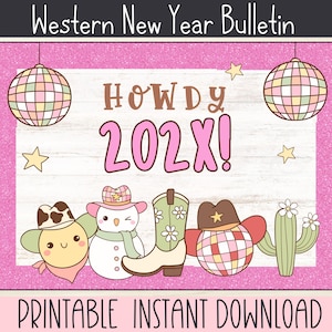 Western New Year Bulletin Board Kit | Printable Cowboy Bulletin Borders | Bulletin Board Kit for January | New Year Theme