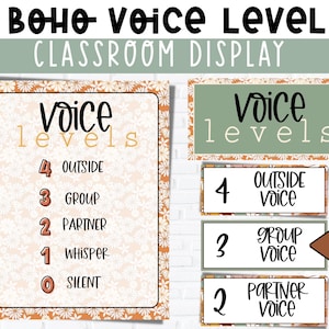 Retro Flower Voice Level Classroom Poster. Voice level display classroom decor. Boho voice level display