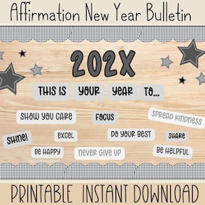 New Year Affirmation Bulletin Board Kit | Printable Bulletin Borders | Bulletin Board Kit for January | New Year Theme | Modern Classroom