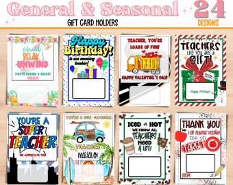 Teacher Appreciation Gift Card Holder Bundle. Easy Teacher Bulk Gift Idea. DIY Teacher Gift. Teacher Appreciation Printable. Print Instantly