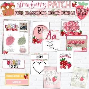 Strawberry Theme Editable CLASSROOM DECOR Bundle | Elementary Classroom Decor | Modern Classroom Decor | Boho Classroom Decor | Berry Decor