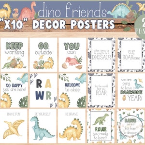 Dinosaur Classroom posters| Learning posters|  Elementary Classroom Decor | Netural Decor | Boho Dino Classroom Decor | Dinosaur Decor