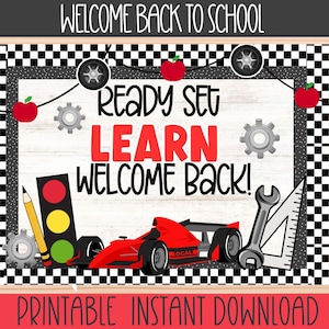 Race Car Back to School Bulletin Board Kit | Ready set learn Classroom Decor | Bulletin Board | Back to school | Video Game Classroom Decor