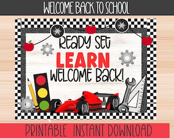Kit de tablero de anuncios de regreso a clases con autos de carreras / Listo, listo, aprende, decoración de aula / Tablero de anuncios / Regreso a clases / Decoración de aula de videojuegos