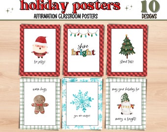 Christmas & Winter Affirmation Classroom Poster set. Christmas Classroom Decor. Affirmation Station.  Holiday classroom decor posters.