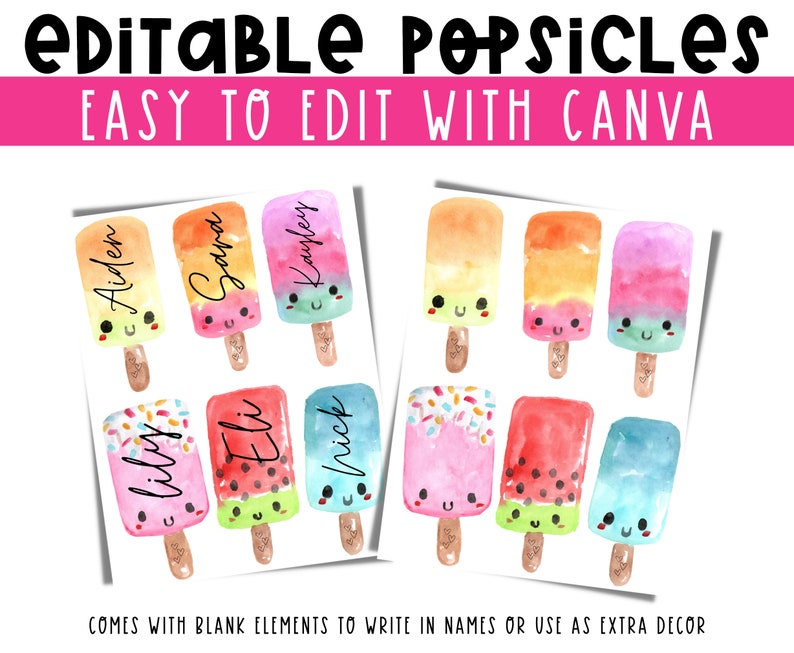 Summer Popsicle Bulletin Board Kit Editable Summer Bulletin Etsy