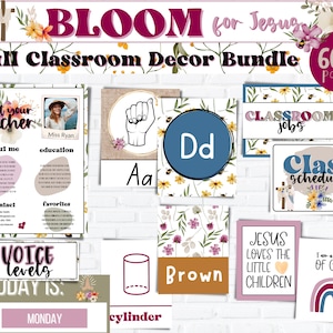 Christian Editable CLASSROOM DECOR Bundle | Elementary Classroom Decor | Modern Classroom Decor | Kids Bible Verse Wall Art | Sunday School