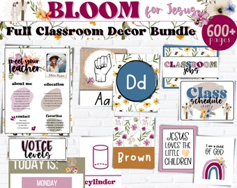 Christian Editable CLASSROOM DECOR Bundle | Elementary Classroom Decor | Modern Classroom Decor | Kids Bible Verse Wall Art | Sunday School