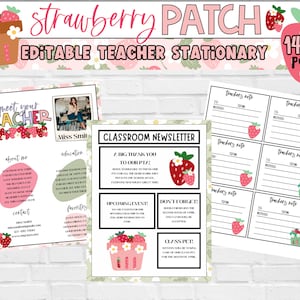 Strawberry Theme Editable CLASSROOM DECOR Bundle | Elementary Classroom ...