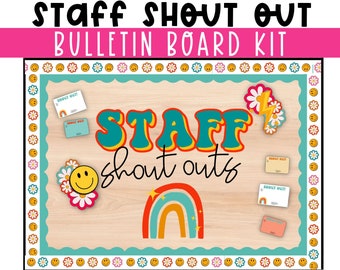 Staff Shout out Bulletin Kit Groovy Staff Appreciation | TEACHERS Bulletin Board Kit | Employee Appreciation Bulletin | Boho Bulletin Border