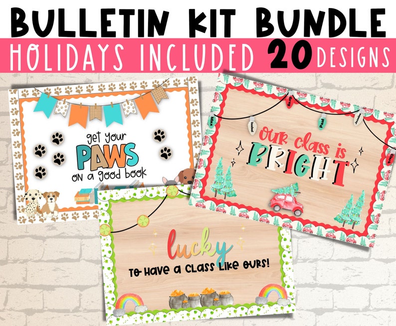 Printable Bulletin Board Bundle of 20 Kits. Holiday Bulletin Etsy