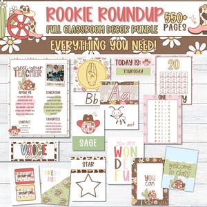 Western Rookie Roundup Theme Editable CLASSROOM DECOR Bundle | Elementary Classroom Decor | Cowboy Classroom Decor | Cute Classroom Decor