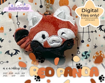 In the Hoop Plüsch Roter Panda Inklusive Anleitung 4x4 ITH Plushie Stickmaschine Schnittmuster