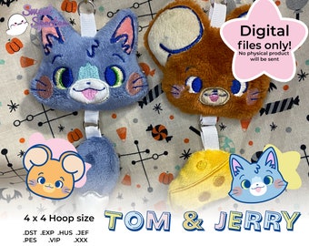 In the Hoop Plüsch Tom Katze und Jerry Maus Cartoon enthält Anweisungen 4x4 ITH TWO Plushie Embroidery Machine Pattern