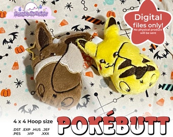 Plüsch Pokemon Pikachu und Evoli ITH In The Hoop inklusive Anleitung 4x4 Embroidery Machine Pattern