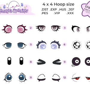 Puede incluir: Un conjunto de 12 diseños de ojos diferentes para bordar, perfecto para crear personajes únicos y expresivos. Los diseños están numerados del 1 al 12 y están dispuestos en cuatro filas de tres. Los diseños incluyen una variedad de estilos, desde simples hasta complejos, y son adecuados para una variedad de proyectos.