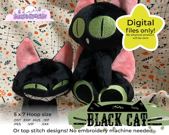 Plush Black Cat Kuro Neko Sewing Pattern Includes Instructions 5x7