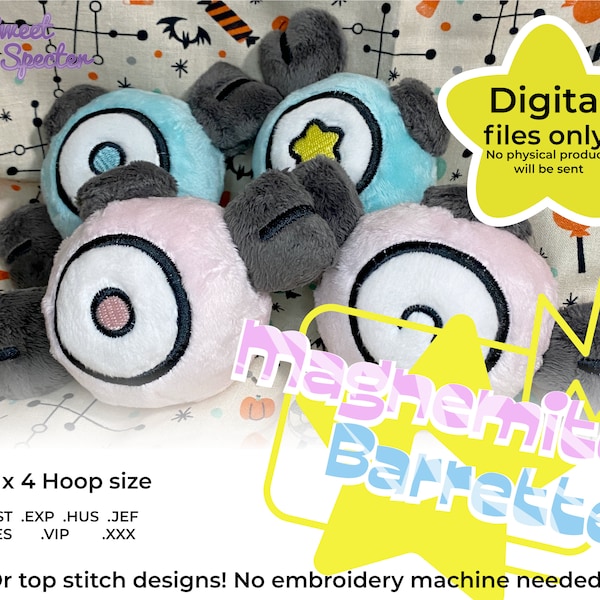 In the Hoop Plush Pokemon Magnemite Iono Includes Instructions 4x4 ITH Plushie Embroidery Machine Pattern