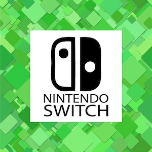 May include: A white logo on a green background with the text "NINTENDO SWITCH" and a stylized image of a video game console controller.