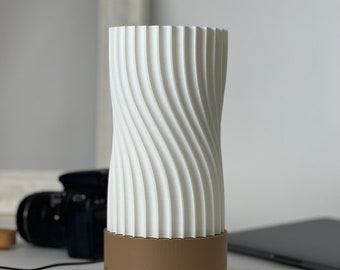 Geometrically shaped table night lamp. Custom designed and 3D printed. With RGB remote control and power supply.