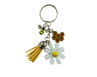 Bumblebee Tassel Keychain: Silver or Gold Bee Charm