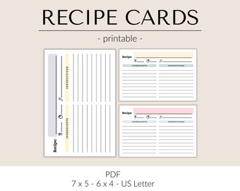 Printable recipe cards | Recipe card template for your recipe cards collection | Recipe cards printable | 5x7 recipe card | 4x6 recipe card