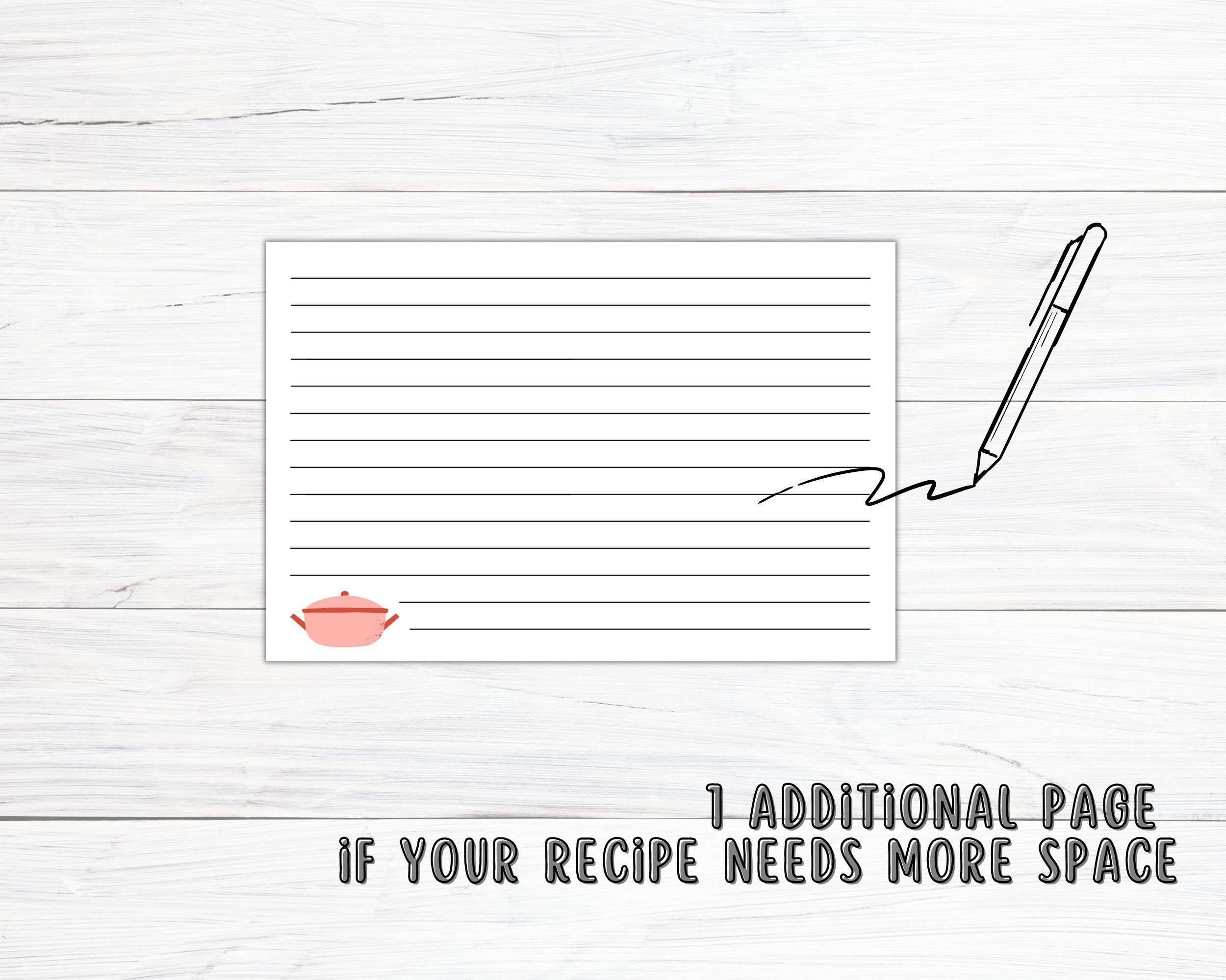 Printable Recipe Card Template for Recipe Card Box Recipe Card 5x7 ...