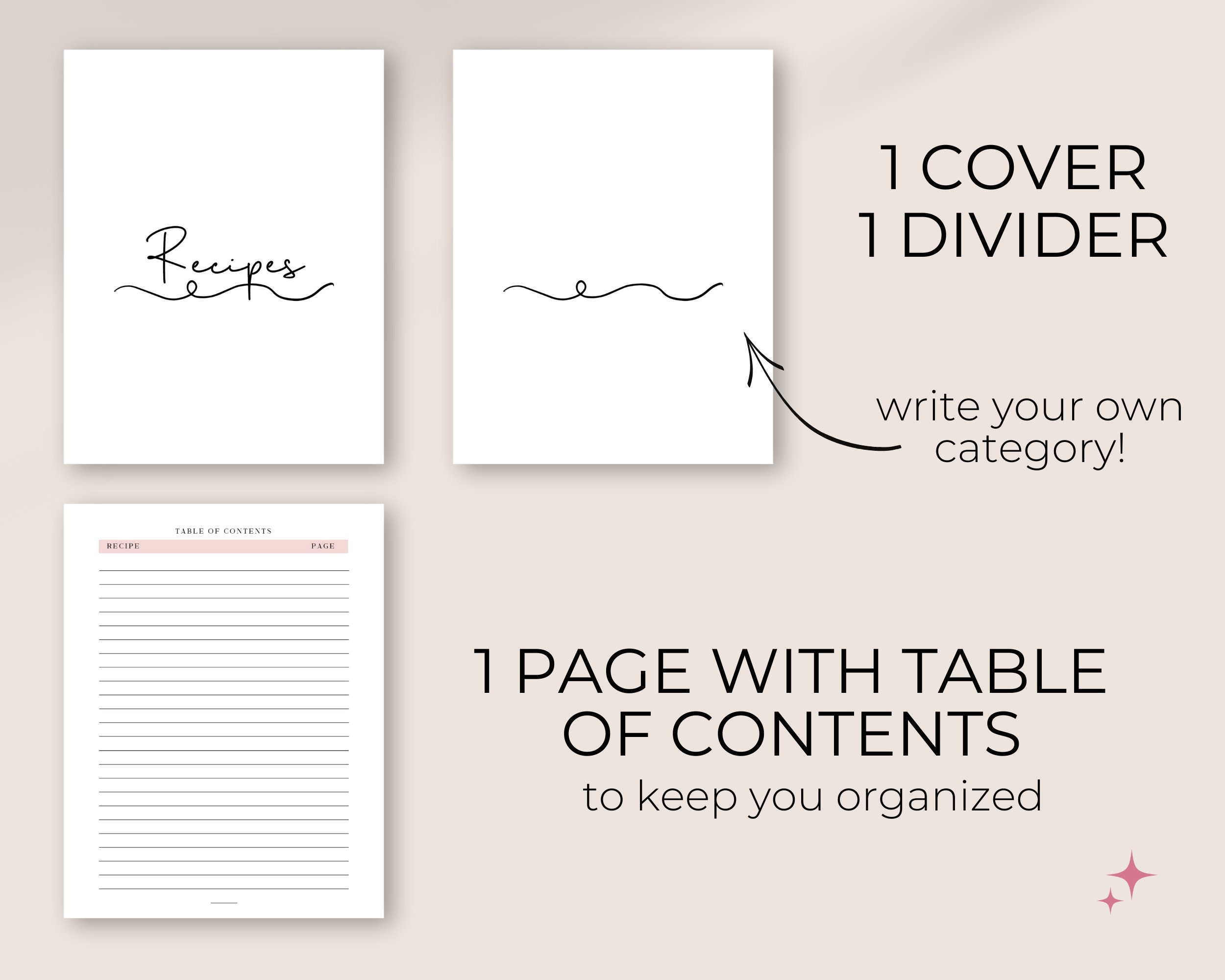 Printable Recipe Template Pink Recipe Book Template 8.5 X 11 in and A4