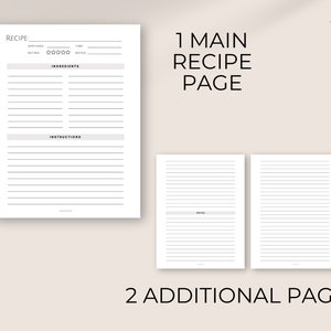 Printable Recipe Binder Pages | 8.5x11 &amp; A4 | Minimalist Printable Recipe Book Binder With ...