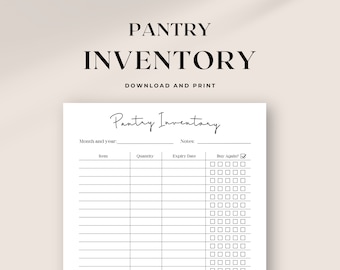 Printable Pantry Inventory Tracker | Food Inventory Template for your Pantry Organization | Kitchen Inventory Sheet | Food Inventory List