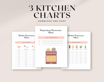 Printable Conversion Charts | Kitchen Conversion Chart | Kitchen Prints | Kitchen Wall Decor