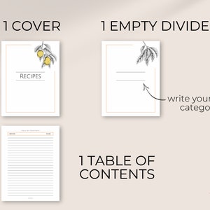 Printable Recipe Binder Pages | 8.5x11 &amp; A4 | Minimalist Printable Recipe Book Binder With ...