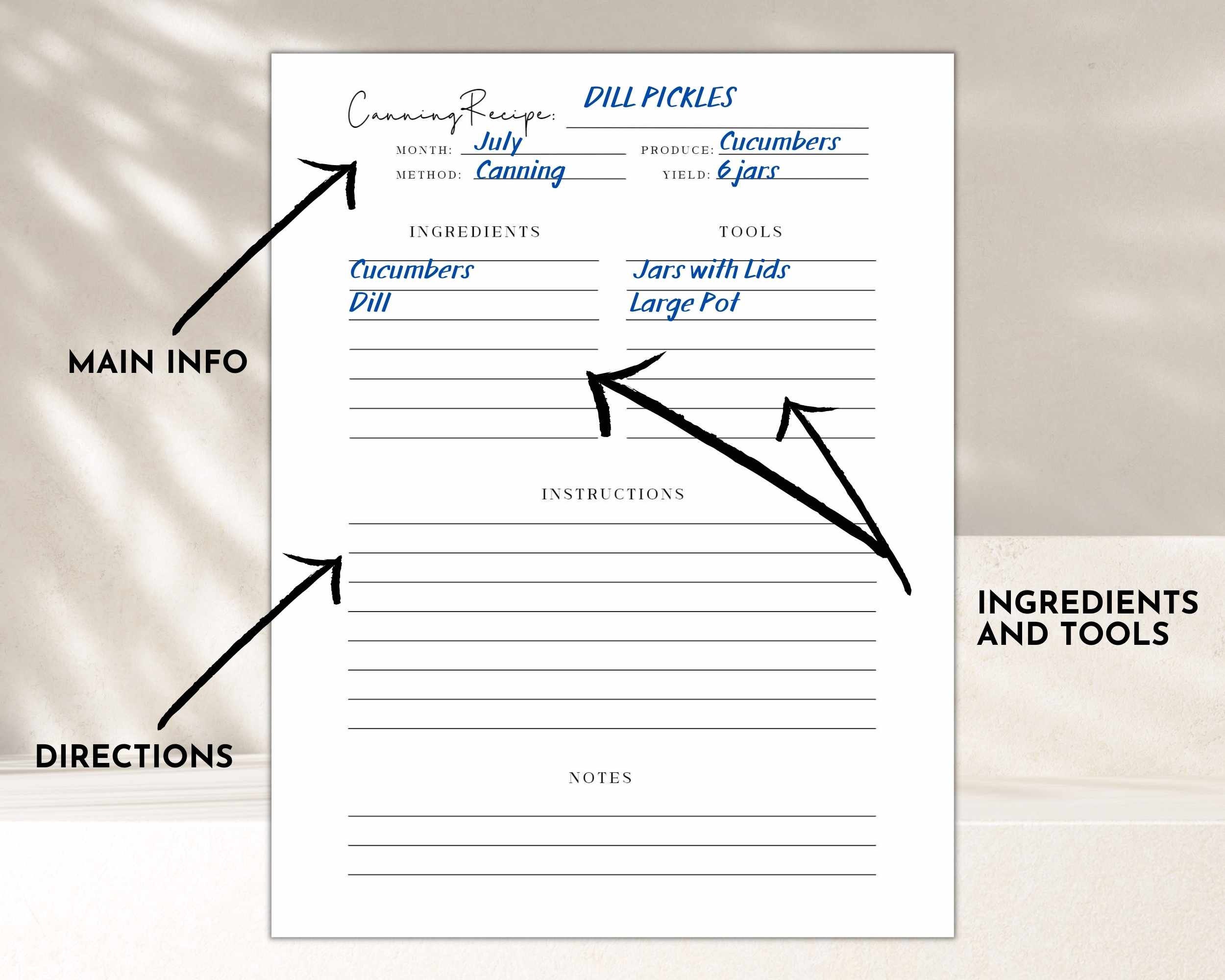 Printable Canning Recipe Template Canning Recipe Sheet for - Etsy