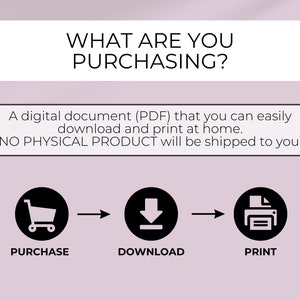 May include: A diagram showing the process of purchasing, downloading, and printing a digital document. The diagram shows a shopping cart, a download arrow, and a printer icon.