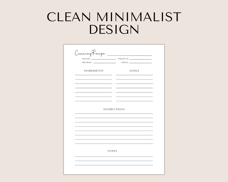Printable Canning Recipe Template Canning Recipe Sheet for Your Recipe ...