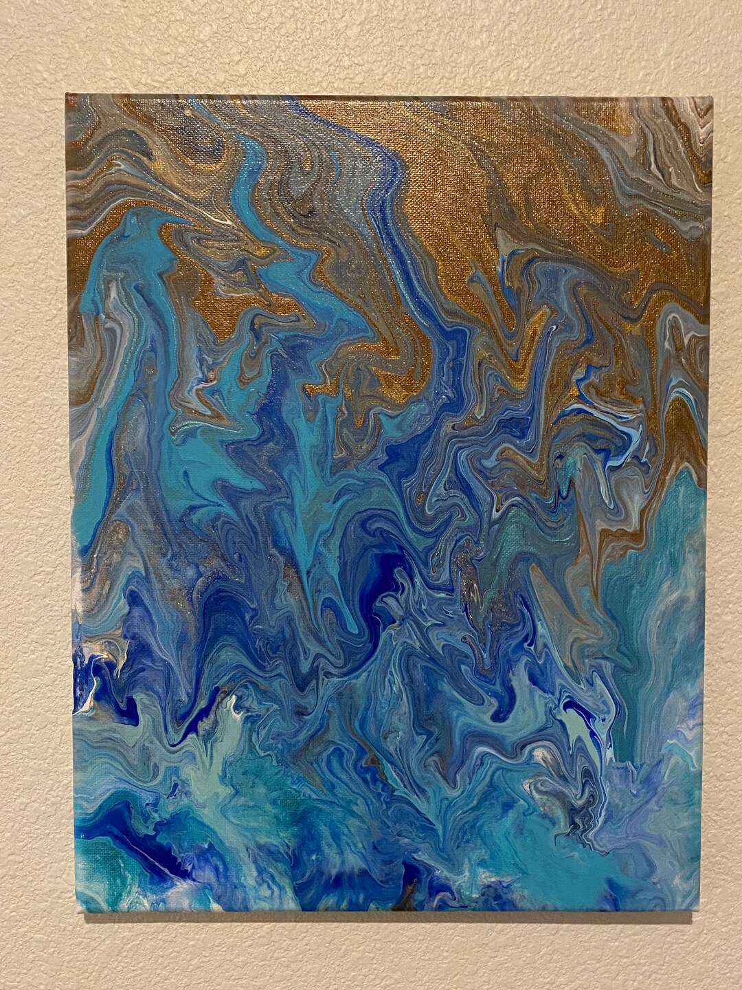 Ocean Inspired Acrylic Paint Pour Wall Art Etsy