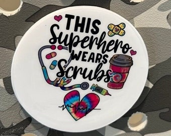 Superhero Nurse Bogg Bag Tag: Waterproof 3D Printed Charm