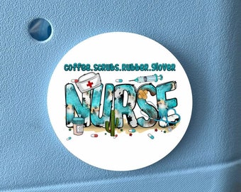 Nurse Bogg Bag Charm: Coffee Scrubs Rubber Gloves Tag