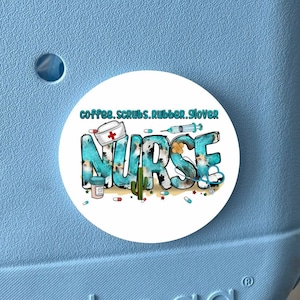 Nurse Bogg Bag Charm: Coffee Scrubs Rubber Gloves Tag