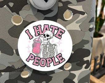 I Hate People Skeleton Bogg Bag Tag | Sarcastic Novelty Gift