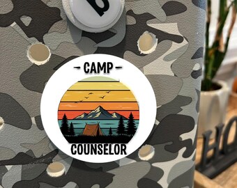 Camp Counselor Bogg Bag Charm: Retro Sunset Camping Tag