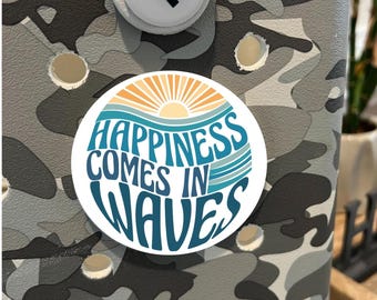 Happiness Comes in Waves Bogg Bag Tag, Beach Bag Charm