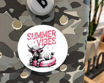 Highland Cow Bogg Bag Tag: Summer Vibes Beach Bag Charm