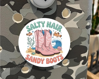 Coastal Cowgirl Bag Charm: Salty Hair Sandy Boots, Beach Western Accessory