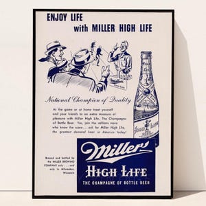 Miller high life beer poster - Etsy 日本