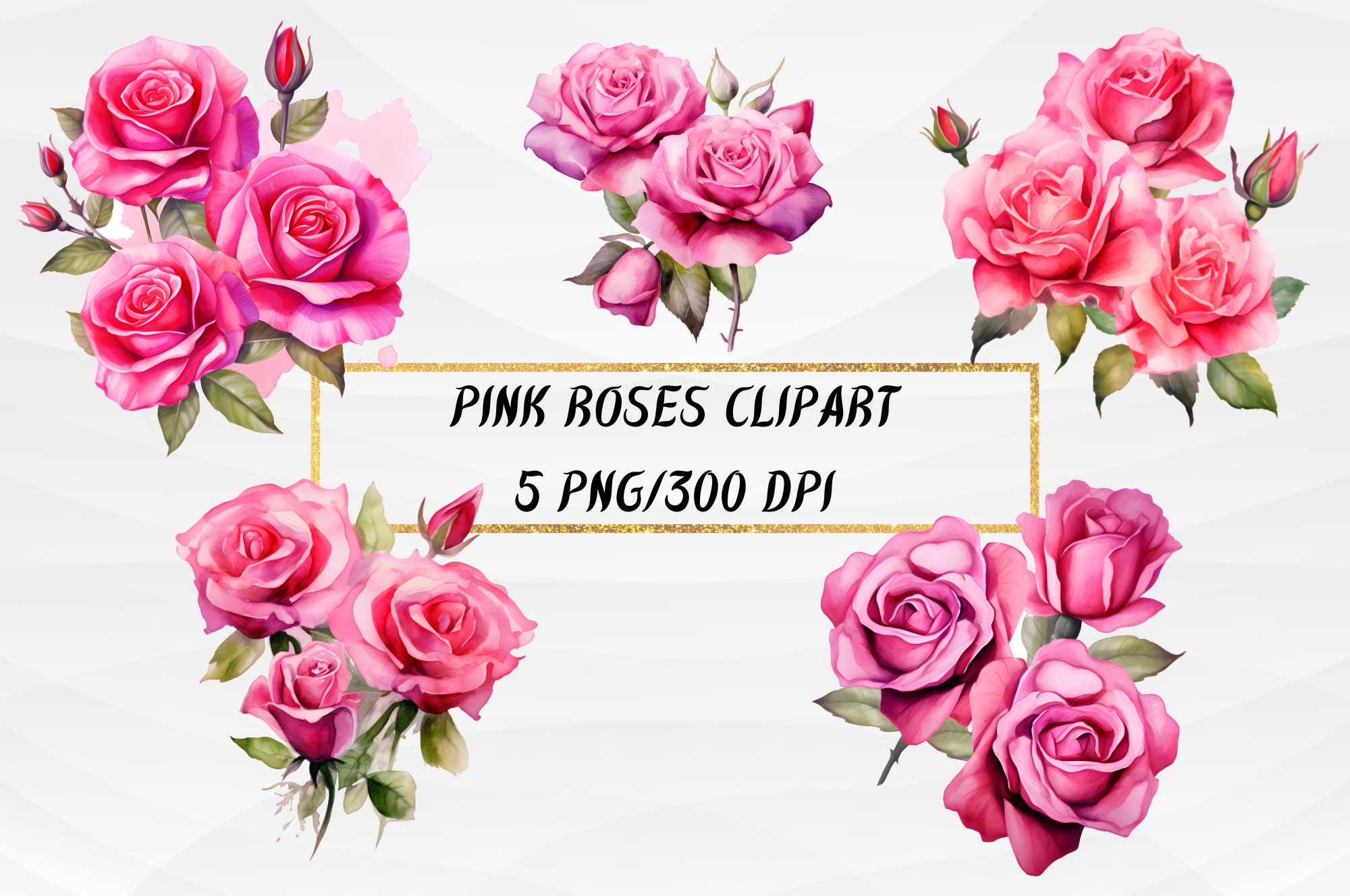 Watercolor Pink Roses Clipart, Wedding Clipart, Wonderful Roses PNG ...