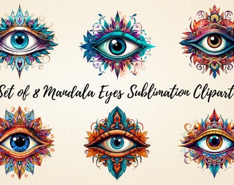 Clipart de olhos de mandala: ilustrações PNG para sublimação (download digital)