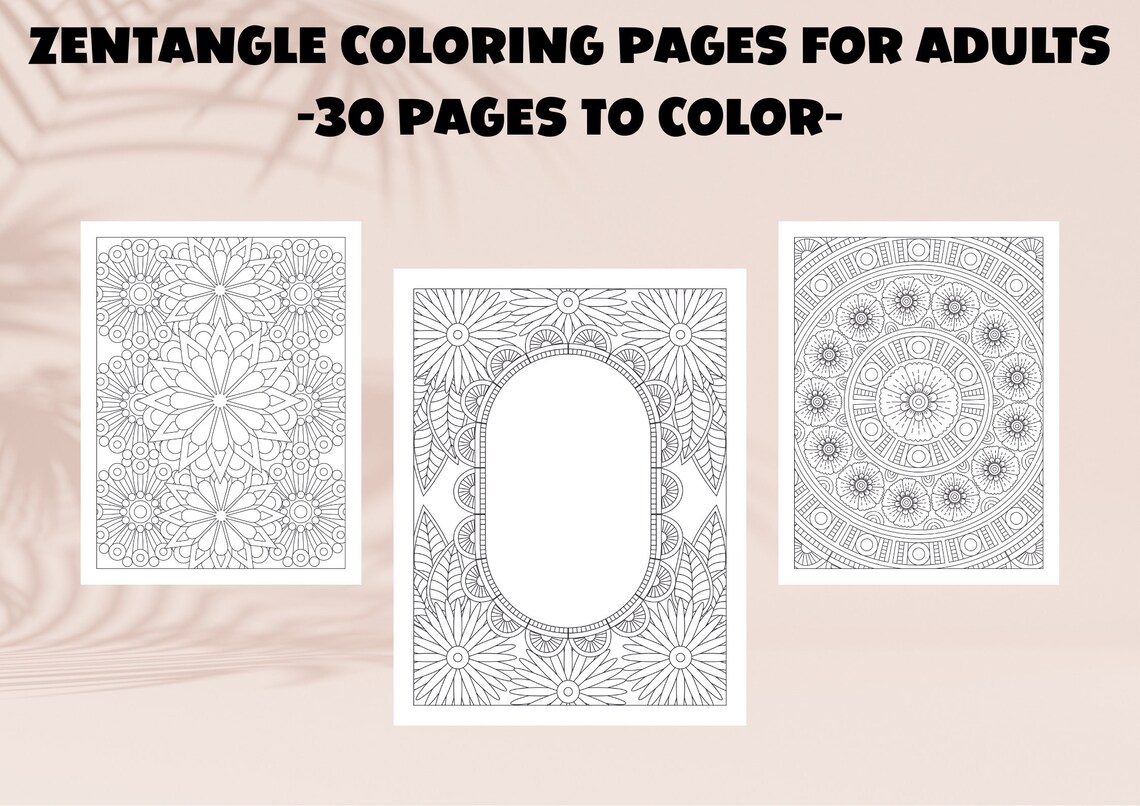 30 Zentangle Coloring Pages for Adults: Stress Relief (PDF) - Etsy