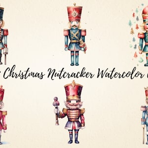 Clipart aquarela de quebra-nozes de Natal, pacote de sublimação PNG de alta qualidade, impressão de camisa de quebra-nozes, download digital, uso comercial
